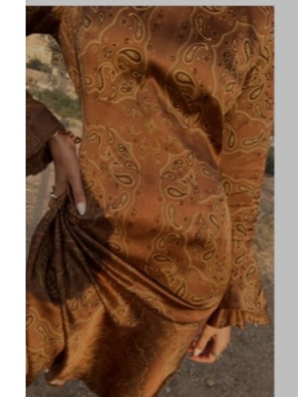 Never Fully Dressed Brown Paisley Long Sleeve Dress - Picture 3 of 16